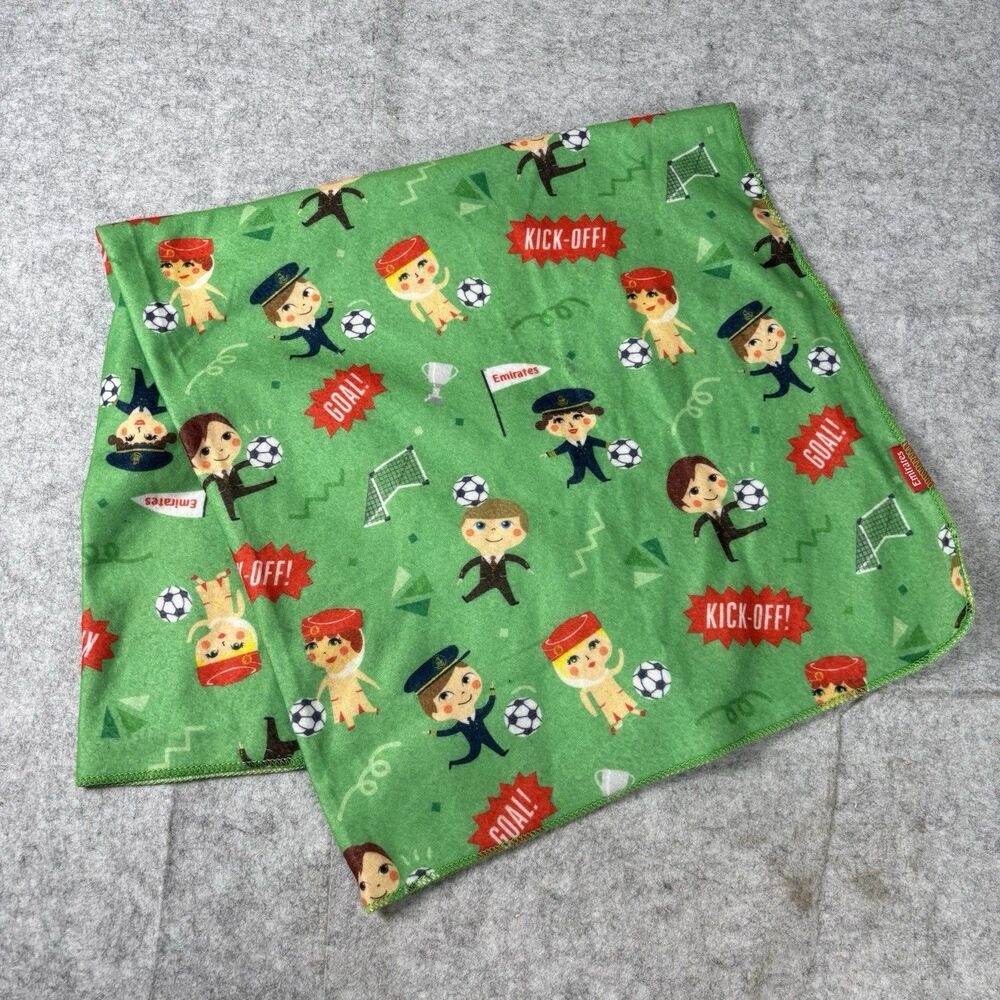 Emirates Airlines Green Football Soccer Childrens Kids Amenity Fleece Blanket